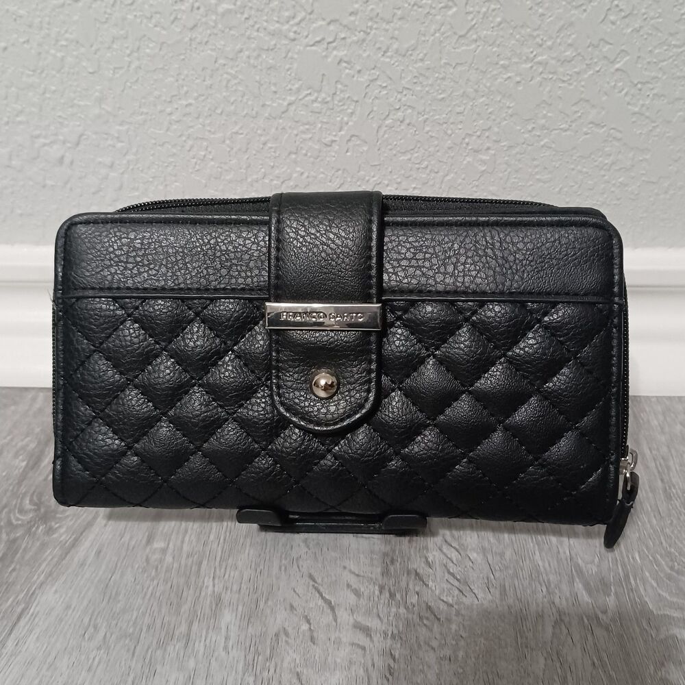 FRANCO SARTO Black Quilted Bifold Wallet